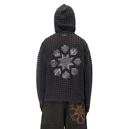 "aziza" crochet zip up anthracite