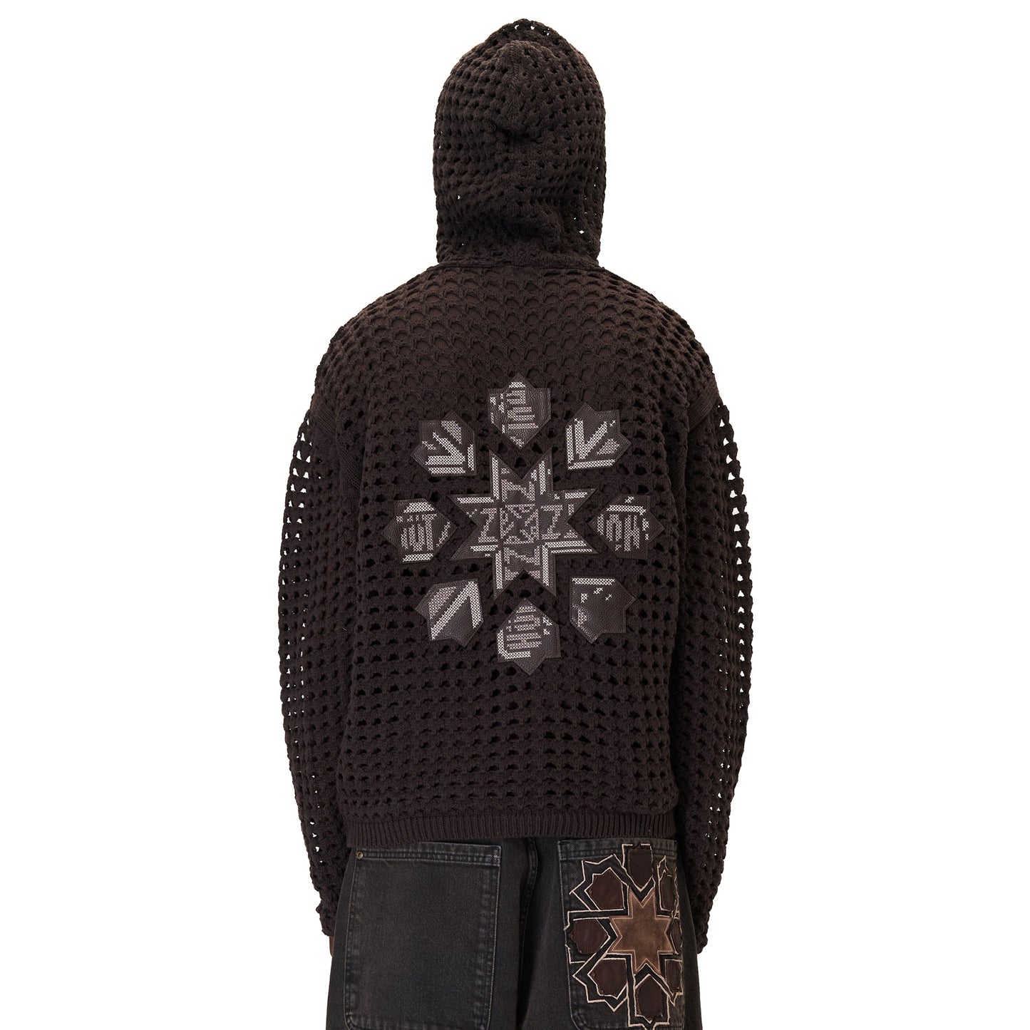 "aziza" crochet zip up brown