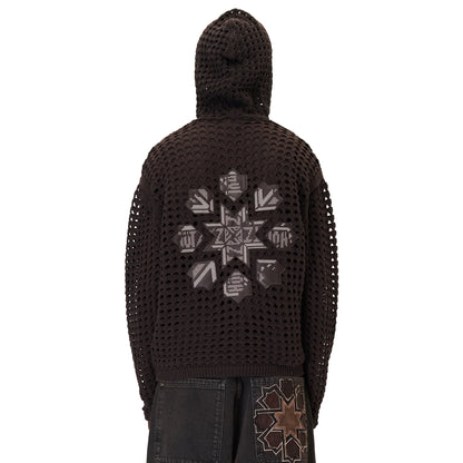 "aziza" crochet zip up brown