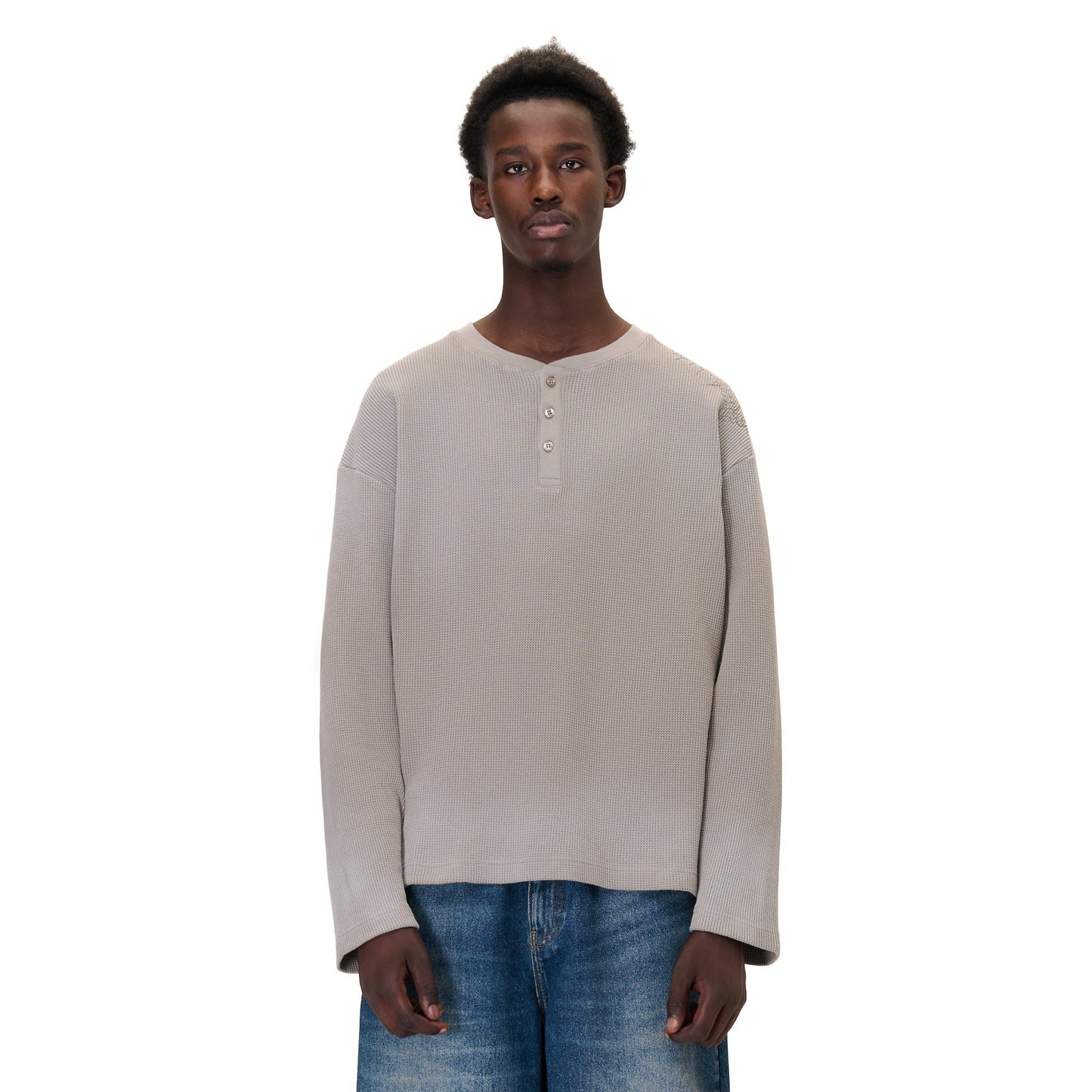 "aziza" waffle Longsleeve taupe