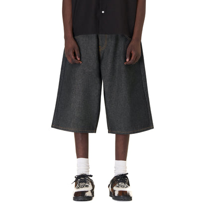 "aziza" black raw Jorts 01