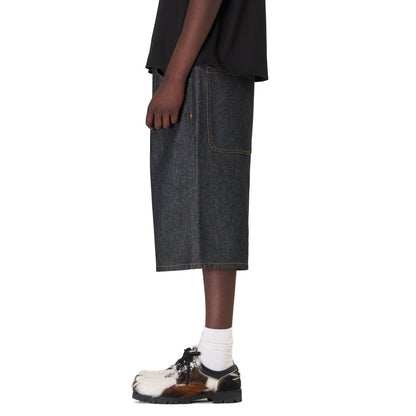 "aziza" black raw Jorts 01