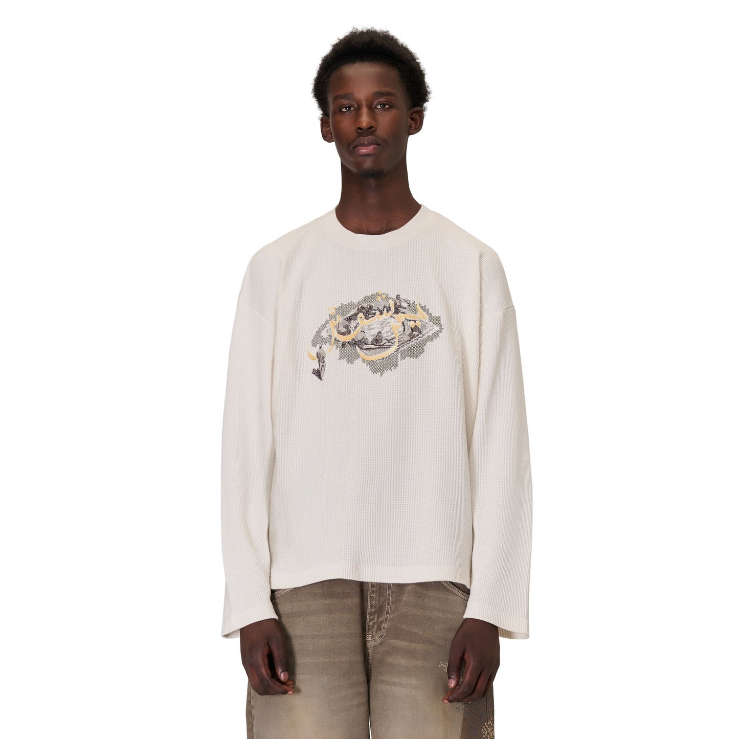 "aziza" waffle Longsleeve off white