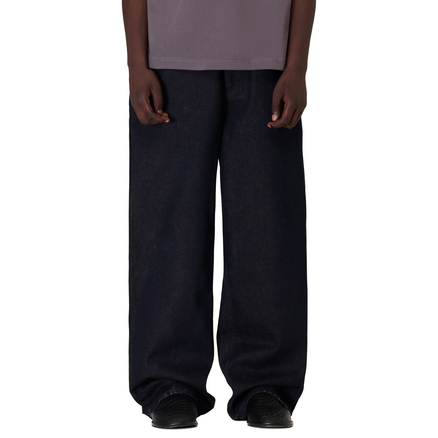 "aziza" red tinted Denim