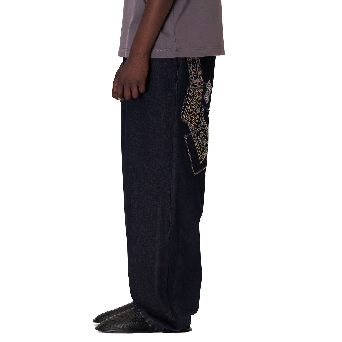 "aziza" red tinted Denim