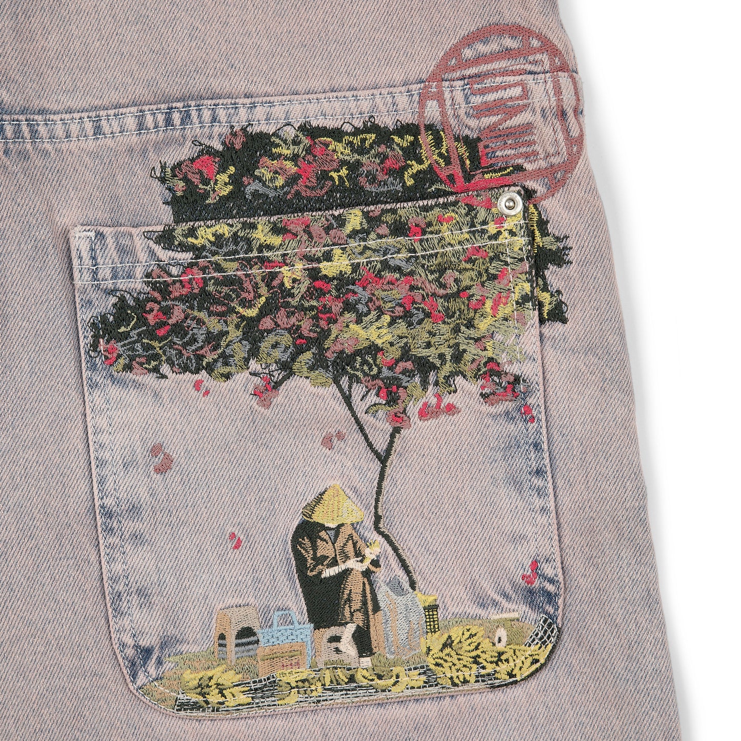 "lotus" denim faded rose