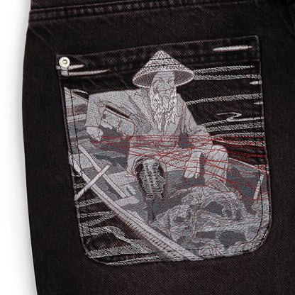 "lotus" denim black purple tint